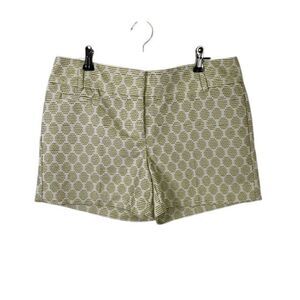 Loft Textured Embroidered Dress Shorts Trouser Shorts Green White Size 2